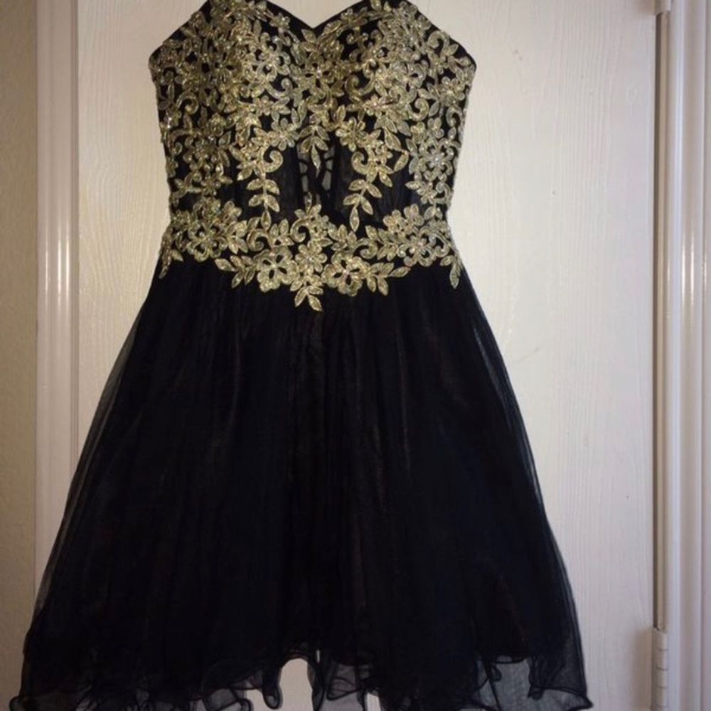 Black and gold embroidered dress